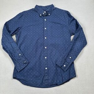 American Eagle Shirt M Mens Button Down Blue White Dot Pattern Long Sleeve